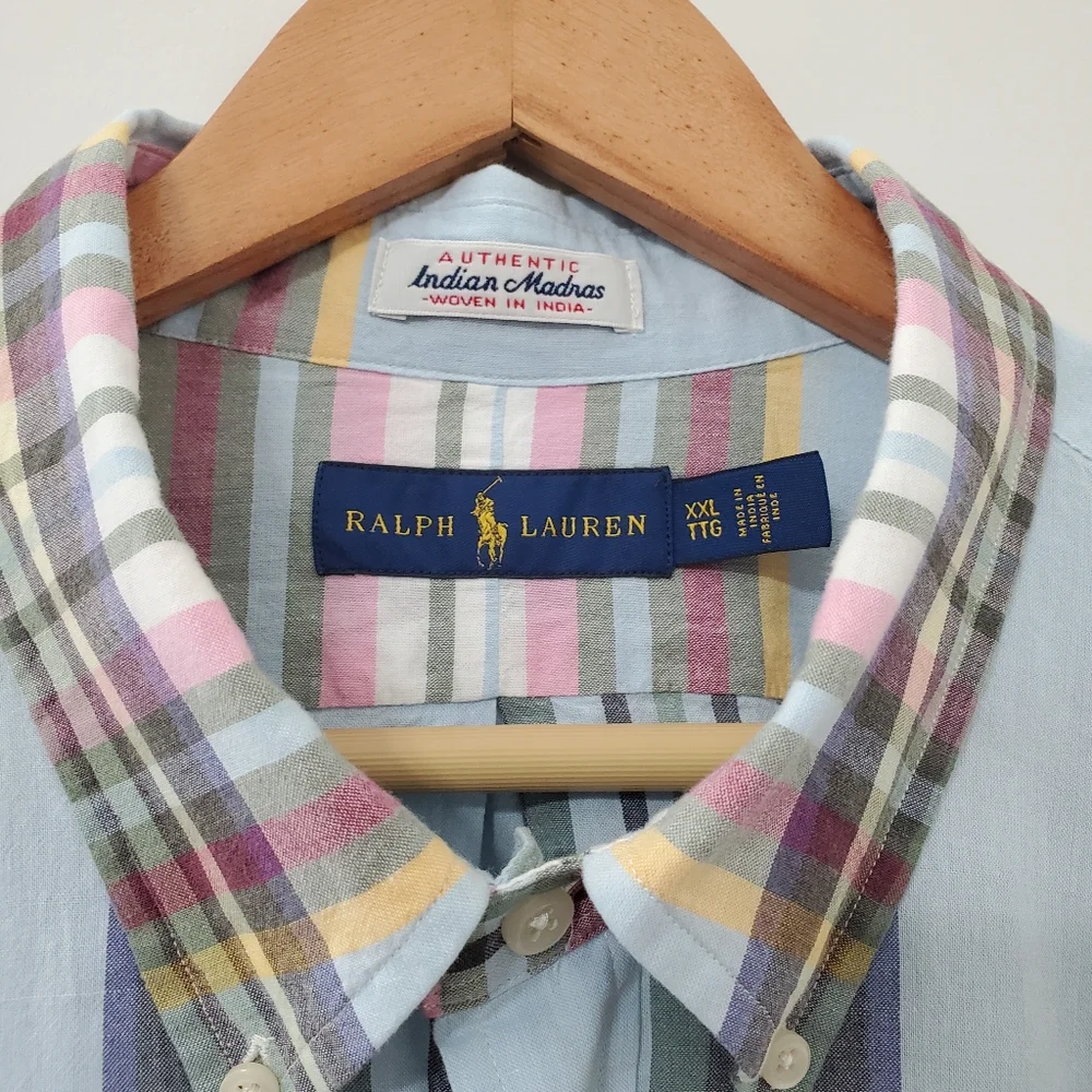 Ralph Lauren Authentic Indian Madras Long Sleeve Button Down Shirt XXL - Picture 3 of 8